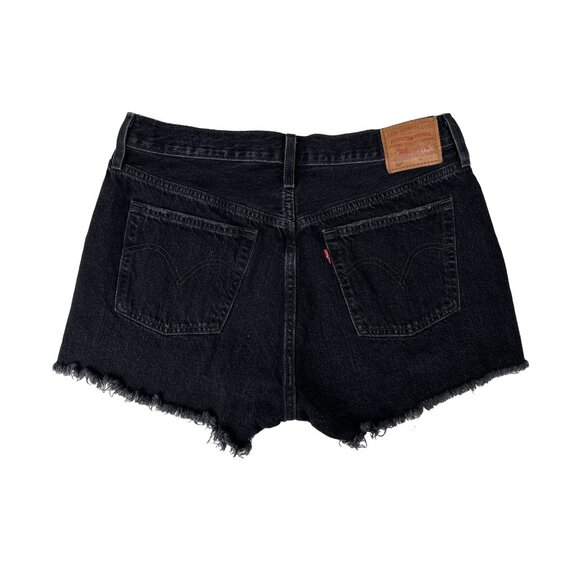 Levi’s Black Distressed High Rise Shorts Size W32 - Picture 2 of 10